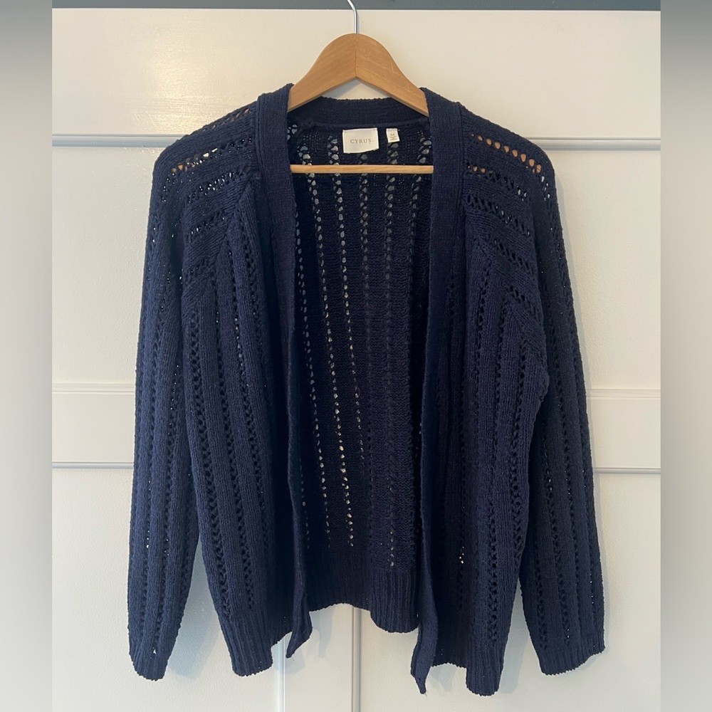 Cyrus Deep Blue Open Knit Cardigan